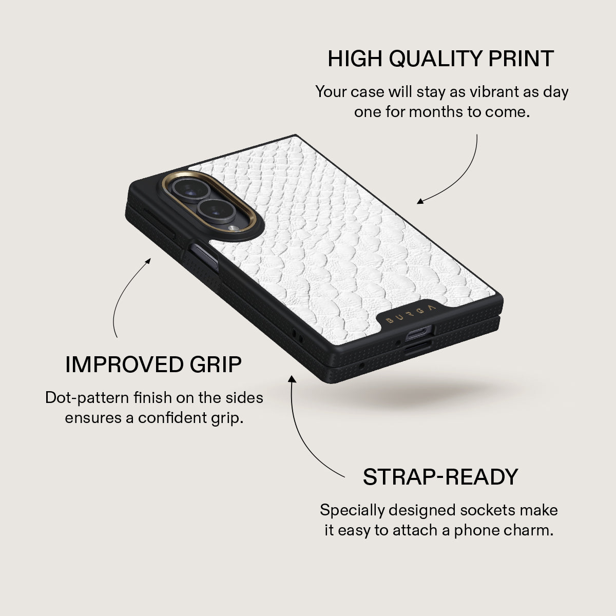 Glacial Desert - White Snakeskin Samsung Galaxy Z Fold 8 Case